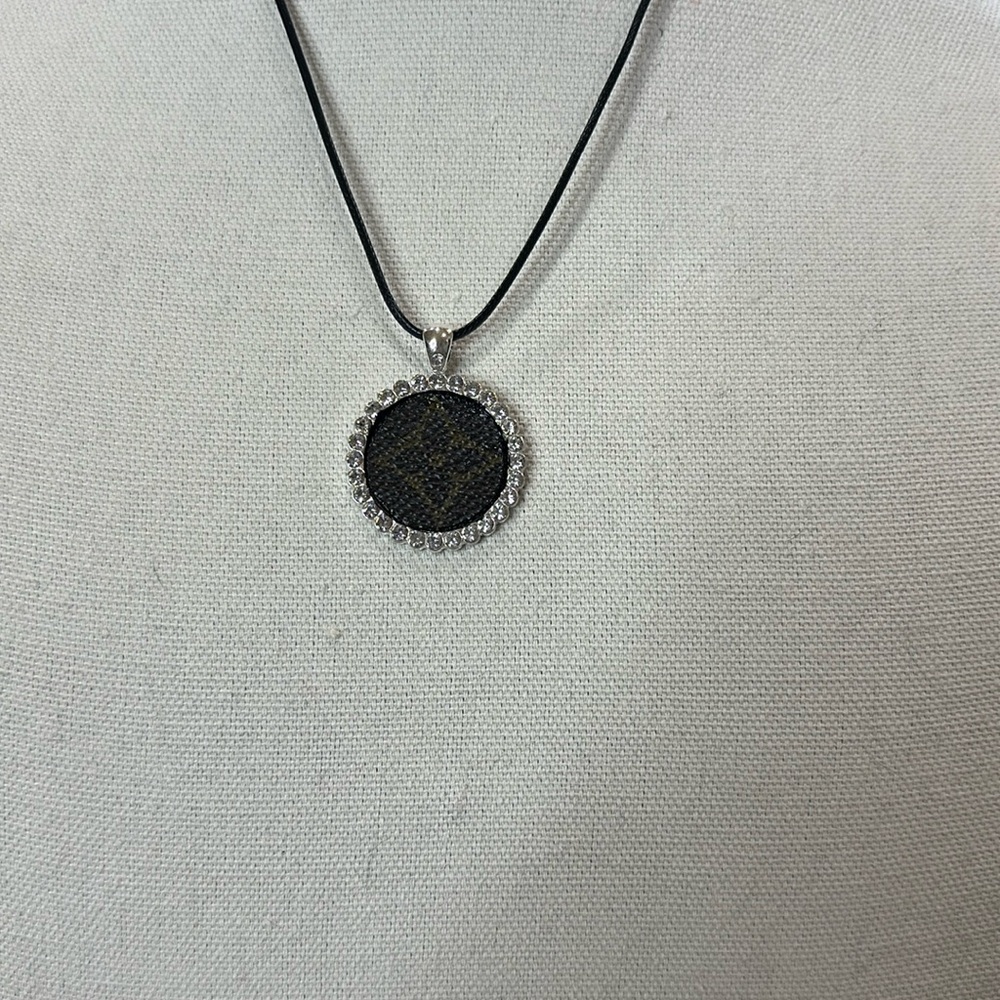 Necklace with upcycled Louis Vuitton monogram charm